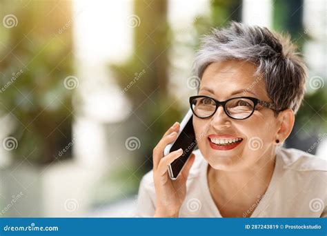 Closeup Of Wealthy Mature Lady Have Phone Conversation Copy Space