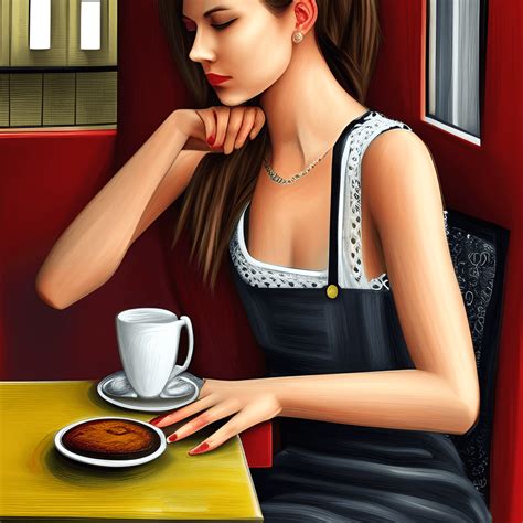 Beautiful Woman Waiting For Her Lover In A Cafe · Creative Fabrica