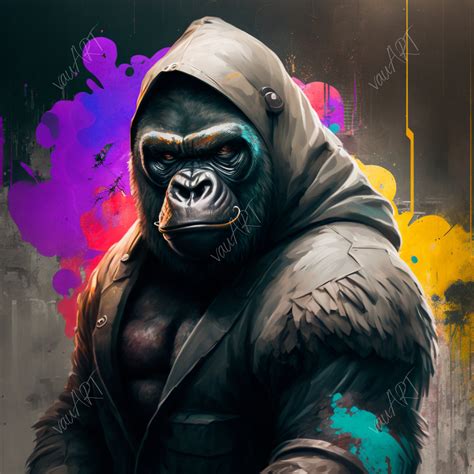 Gorilla Graffiti Digital Art Ai Generated Animal Print Wall Art Ai Art