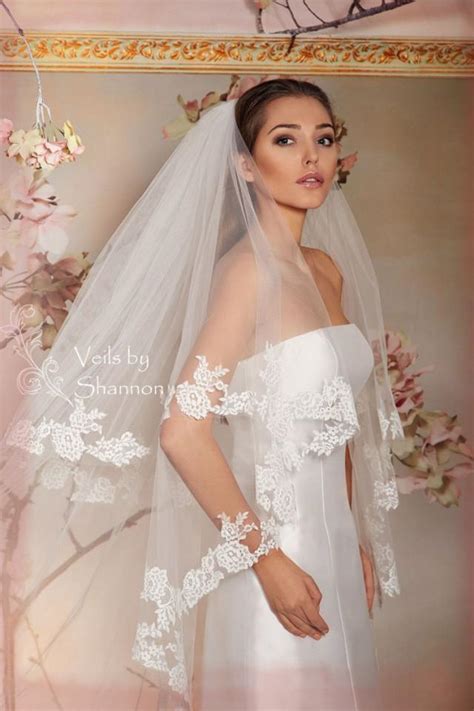 Double Layers Cathedral Drop Veil With Elbow Legnth Blusher Two Tiers