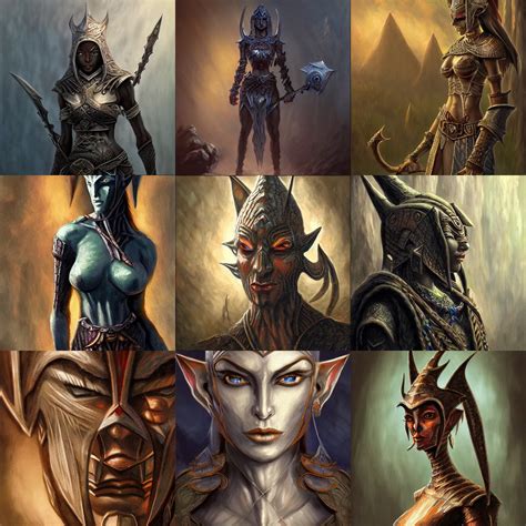 Morrowind Dark Elf Concept Art Masterful Intricate Stable Diffusion