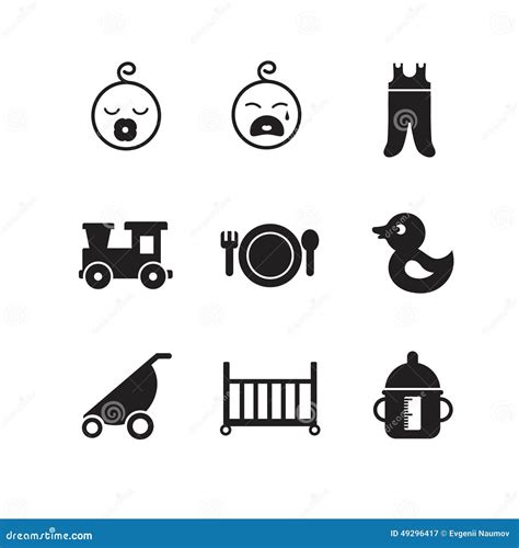 New Born Baby Icons Stock Vector Illustration Of Cart 49296417