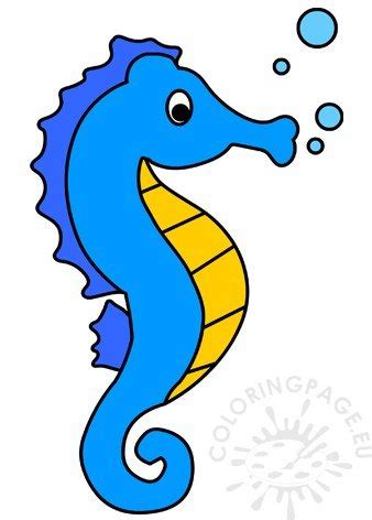 Colored wires and other embellishments make this seahorse a one of a kind creation. Cute blue seahorse cartoon printable - Coloring Page
