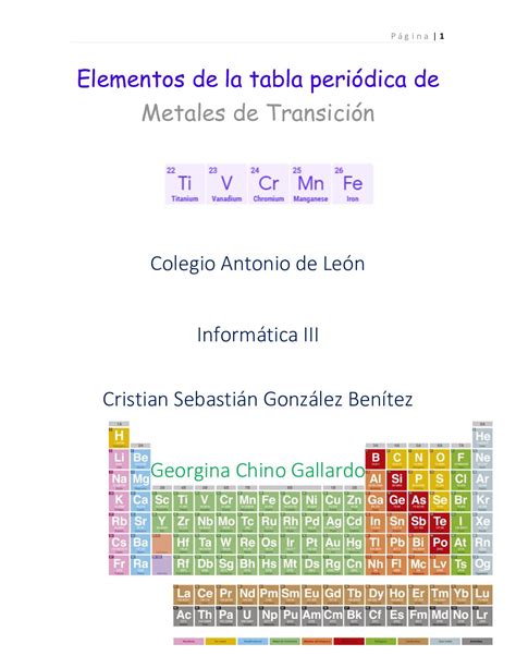 Calaméo Elementos De La Tabla Periódica De Metales De Transición