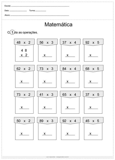 Continha De Matematica 4 Ano