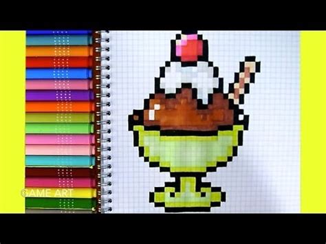 Voici la grille vierge et le modèle à suivre. Pixel Art Facile Nourriture Kawaii - Gamboahinestrosa