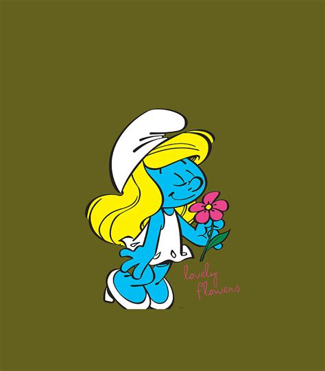 Us The Smurfs Smurfette Character Flowers 01 Digital Art By Eoghag