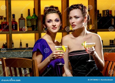 Young Women Drinking At Bar Stock Image Image Of Drink Lights 39738463
