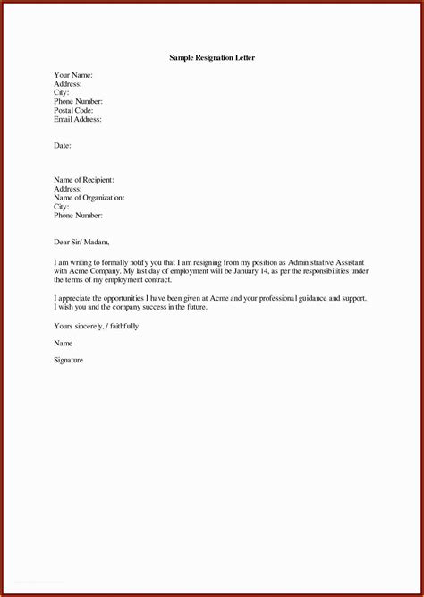 Letter Of Resignation Template Microsoft Sample Resignation Letter