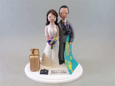 Bride And Groom Custom Travel Theme Wedding Cake Topper 2273737 Weddbook