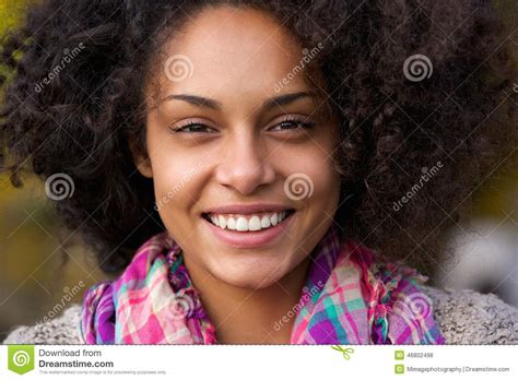 Beautiful African American Woman Face Smiling Stock Photo Image Of