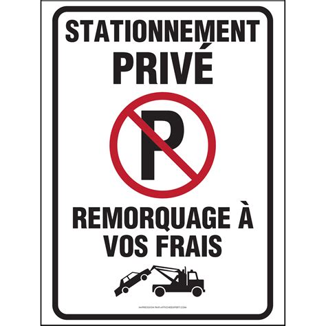 Affiche Stationnement Privé Remorquage à Vos Frais