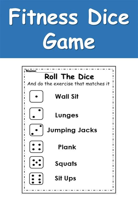 Roll The Dice Exercise Fitness Game Éducation Physique Pe Etsy France