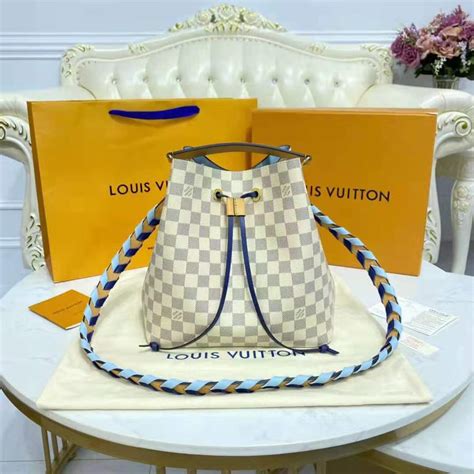 Louis Vuitton Lv Unisex Néonoé Mm Bucket Bag Blue Damier Azur Coated