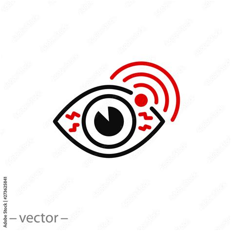 Eye Pain Icon Sore Eye Disease Line Symbol On White Background