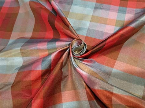 100 Pure Silk Taffeta Fabric Plaids 54 Wide By The Yard Tafnewc1 3