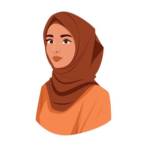 Aesthetic Cute Muslim Girl With Hijab Flat Detailed Avatar Vector