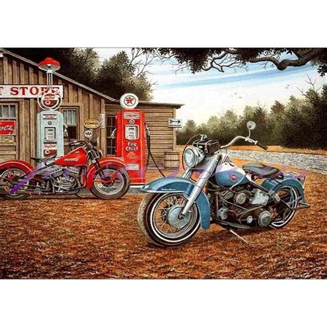 Diamond Painting Full Round Motorcycle Vintage Motorcycle Posters