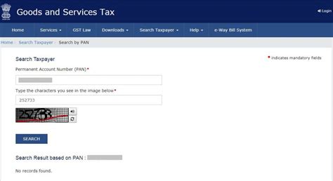 Search GSTIN and Taxpayer Details by PAN on GST Portal | Help Center 