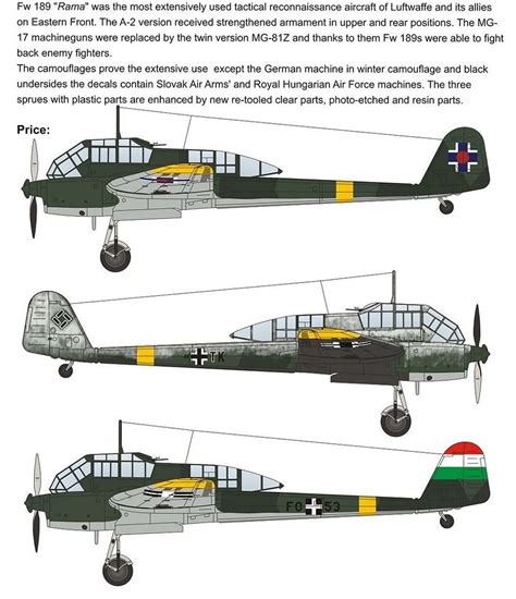 1938 reconnaissance aircraft family by. Focke-Wulf Fw 189 Uhu color | Aircraft, Luftwaffe ...