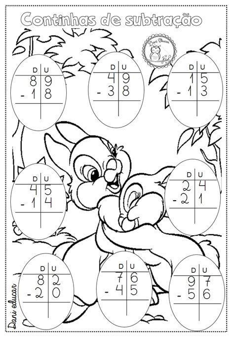 Atividades de Subtração Continhas de Subtração com Dezenas e Unidades