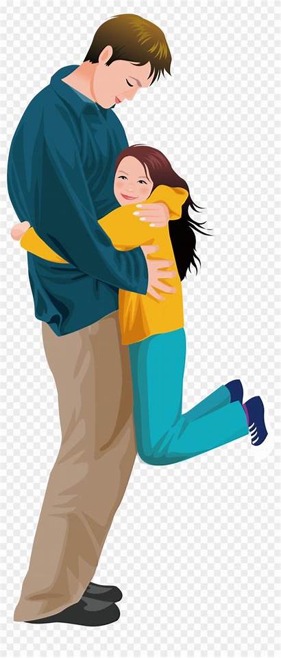 Daughter Father Hugging Hug Illustration Dad Clipart