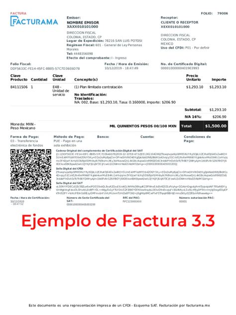 Ejemplo De Factura Para Restaurantes Cfdi 33 En 2020 Facturas Images