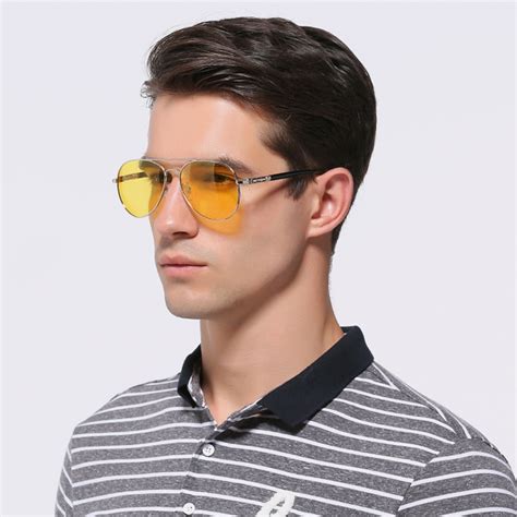 Mens Polarized Night Driving Sunglasses Men Brand Designer Yellow Lens Night Vision Driving