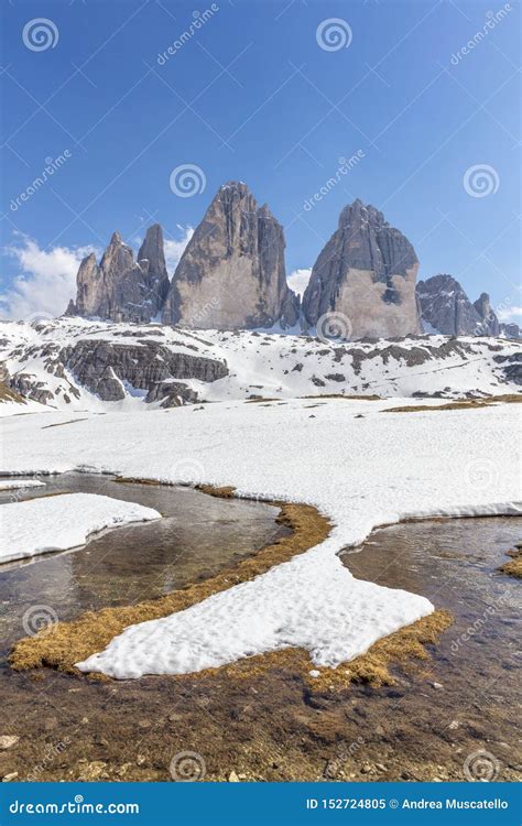 The Three Peaks Of Lavaredo Tre Cime Di Lavaredo Stock Image Image Of
