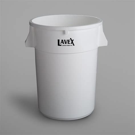 Lavex Janitorial 44 Gallon White Round Commercial Trash Can