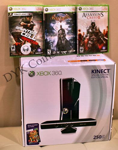 Xbox 360 Slim Console Wifi 250 Gb Kinect System Bundle 4 Games Xbox