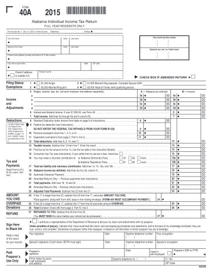 11 Alabama Forms 40a Free To Edit Download And Print Cocodoc