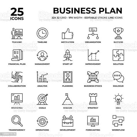 Business Plan Line Icon Set Stock Illustration Download Image Now