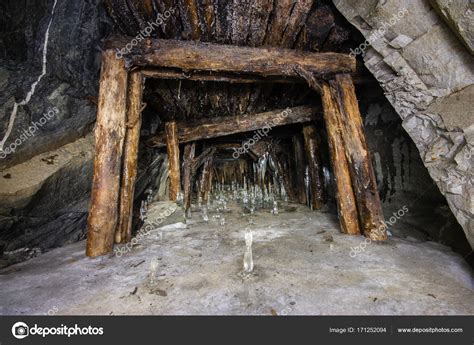 Underground Gold Mine Shaft Tunnel Drift Timbering Ice Stock Photo By