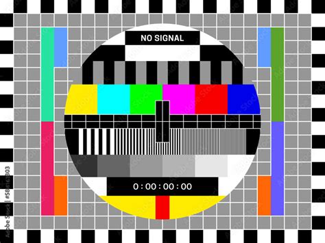 Tv Signal Test Screen Retro Television Color Test Of Broadcast Pattern