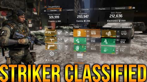 The Division The Best Way To Build Your Classified Striker Build Youtube
