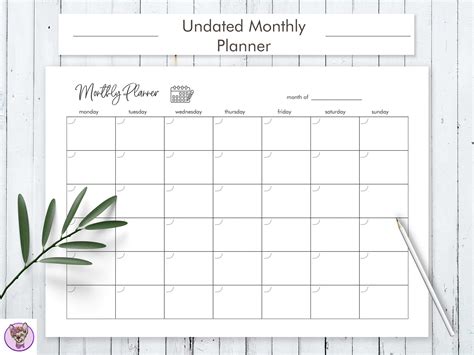 Undated Monthly Planner By HelArtShop | TheHungryJPEG.com