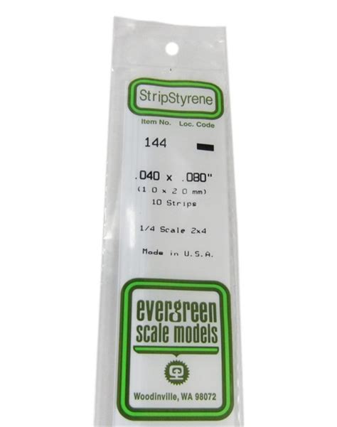 Evergreen Plastic Materials 144 Opaque White Polystyrene Strip 040 X 080 10 Strips Ev144