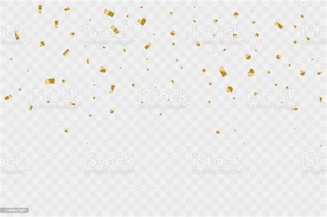 Golden Confetti On Transparent Background Celebration Party Vector