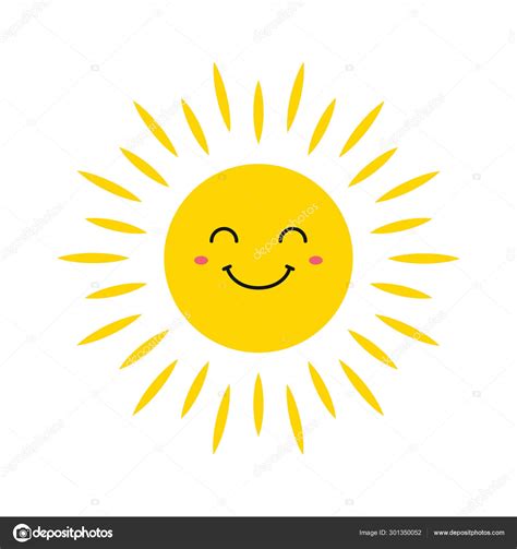Cute Smiling Suns Smile Sun Emoji Summer Sun Vector Illustration