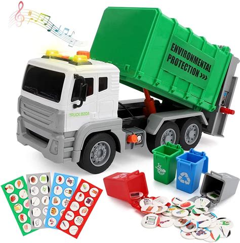 Kramow Garbage Truck Toy With Lights And Sounds Friction Powered