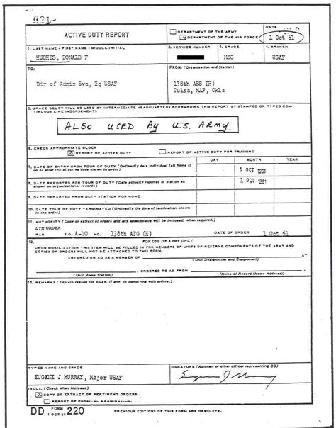 Dd Form 220 Download Fillable Pdf Active Duty Report Templateroller
