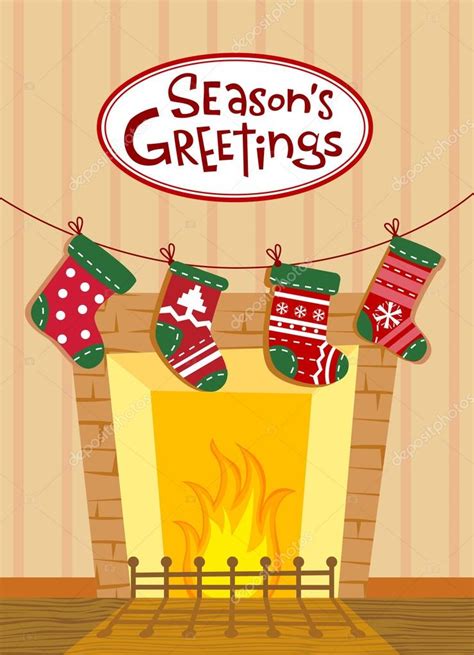 Christmas Stockings By The Fireplace — Stock Vector © Azzzya 32872507