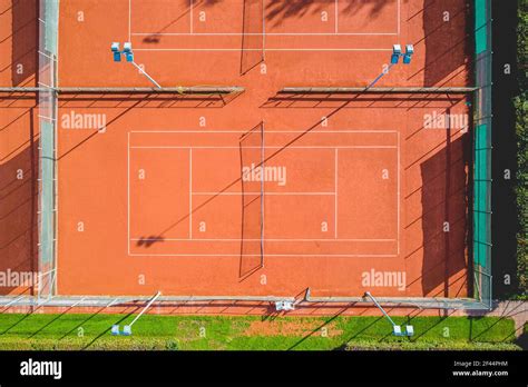 Aerial View Of Red Clay Tennis Court Stock Photo Alamy