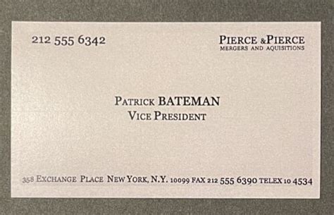 Patrick Bateman American Psycho Prop Business Card Ebay