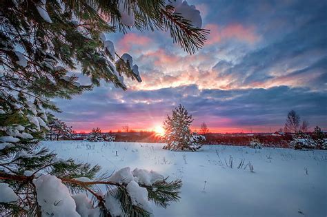 Russian Winter Russia Rays Village Morning Bonito Sunset Sunrise