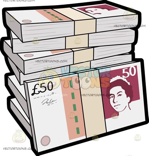 A Stack Of Fifty British Pound Bundles Money Collection Money