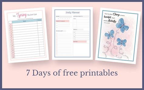 7 Days Of Free Printables Planning Calm From Chaos