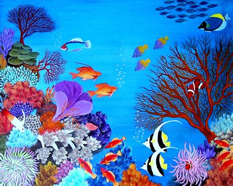 Coral Garden Painting By Fram Cama
