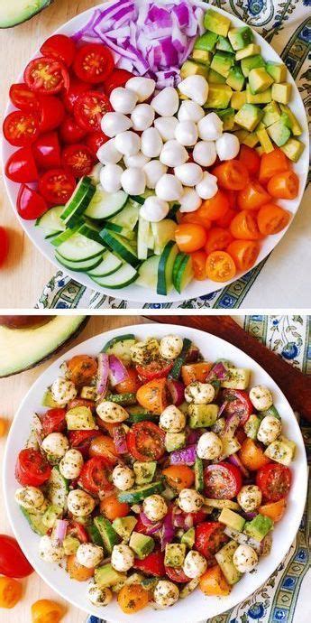 Home » recipes » vegetarian » tomato, avocado and basil salad. Avocado Salad with Tomatoes Mozzarella Basil Pesto in 2020 ...